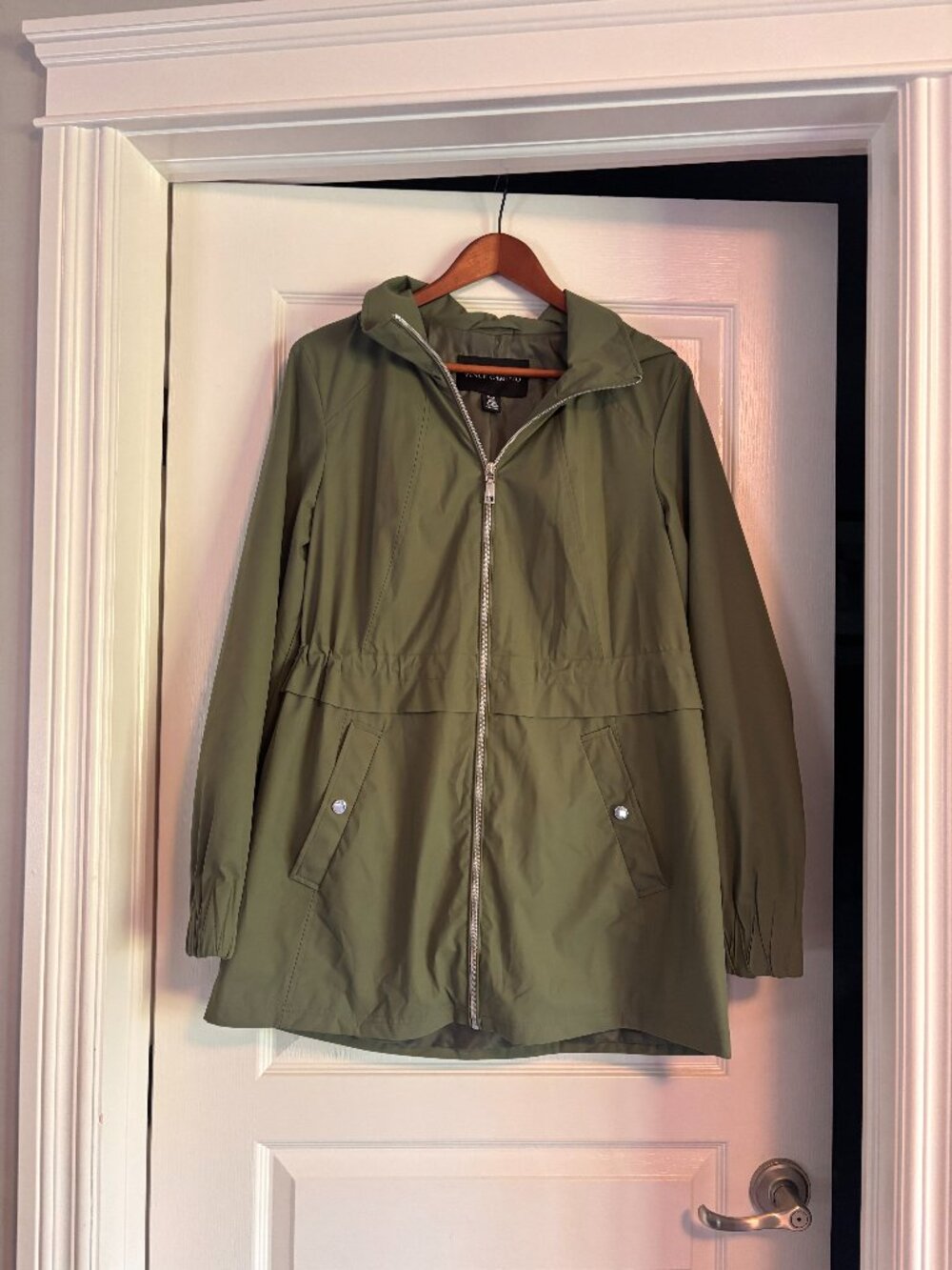 Vince Camuto Anorak Jacket Olive Green Utility Raincoat Womens Medium